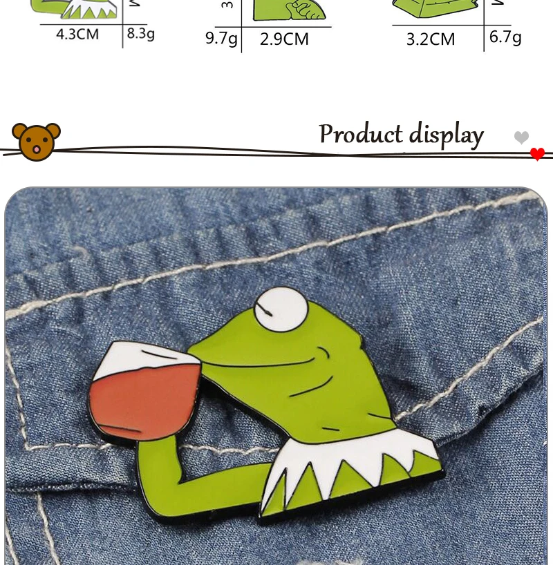 Pepe the frog Brooch sad weird expression Enamel pin feeling bad man Good man lapel badge popular Culture frog Brooches jewelry