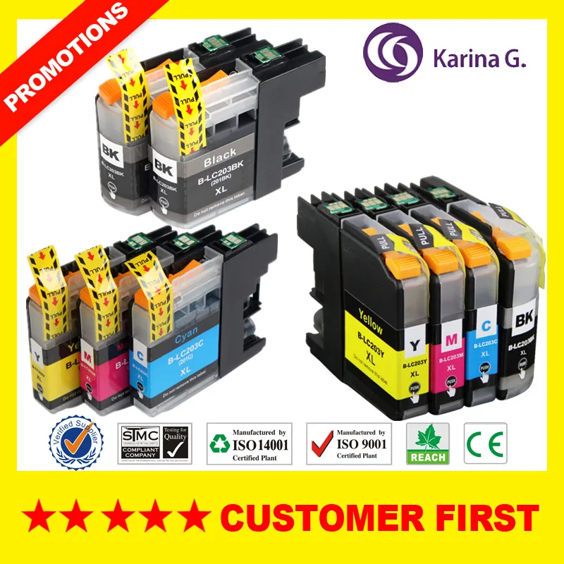 Совместимый для Brother LC203 LC201 чернильные картриджи MFC J460DW J480DW J485DW J680DW J880DW J885DW J5520DW
