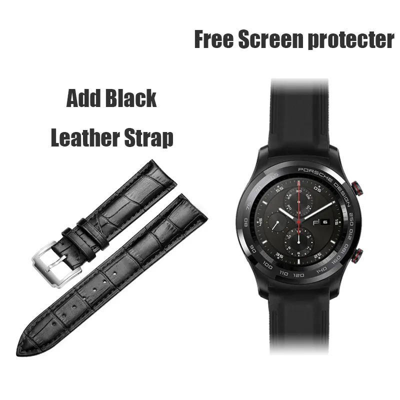add Black leather Оригинальные Huami Amazfit Stratos 2 умные часы gps сердечный ритм SmartWatch 5ATM Waterpoof VO2max Триатлон Strava Xiaomi умные часы - Цвет: add Black leather