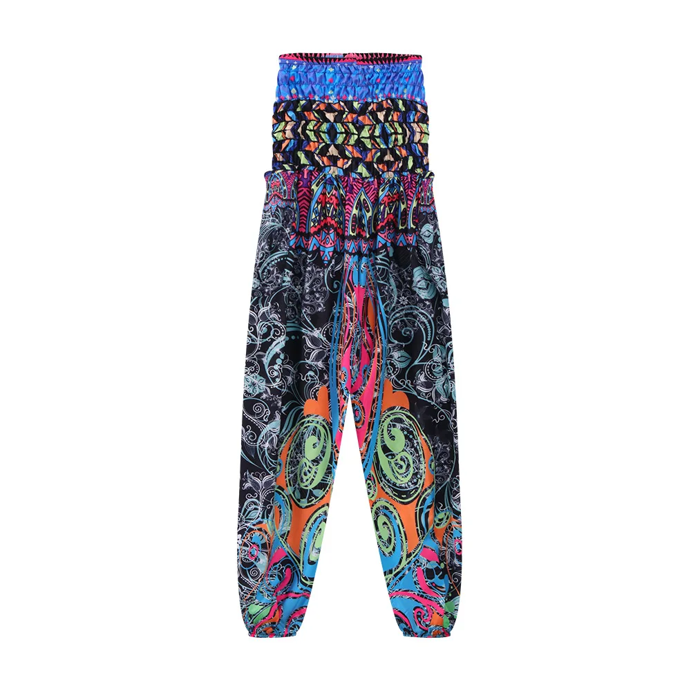 Богемный стиль быстросохнущие шифоновые женские леггинсы с принтом ручной