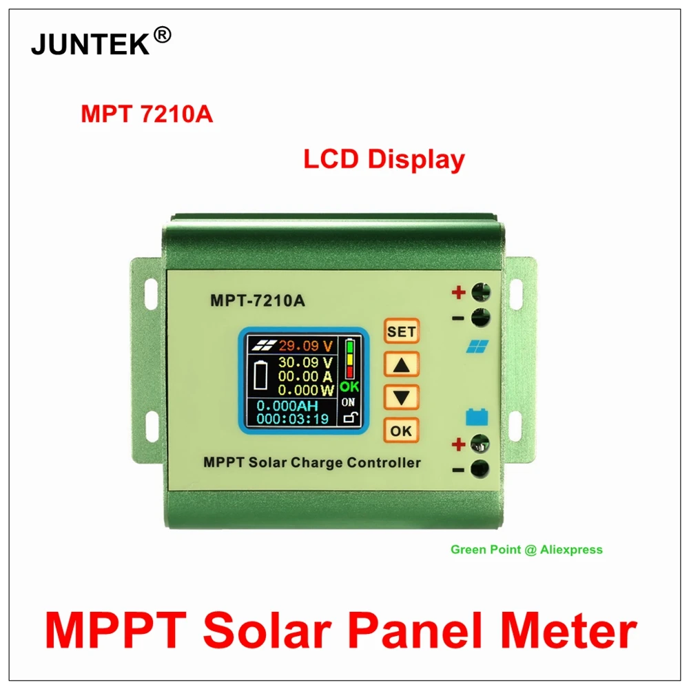 JUNTEK MPT7210A ЖК дисплей Дисплей MPPT регулятором солнечного Алюминий сплав Панель