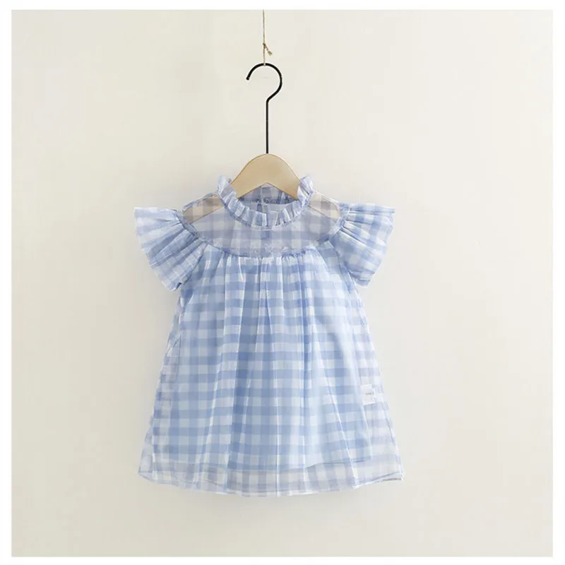 Girls Plaid Dress Summer Vest Dresses For Net Yarn Costume Puff Sleeve Sweet Kids Vestidos Cotton | Детская одежда и обувь