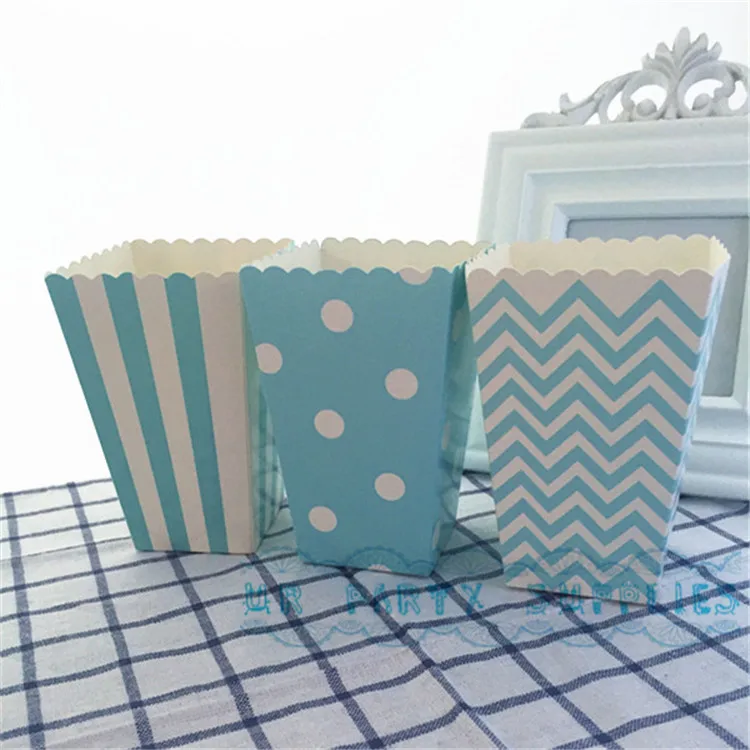 Бесплатная доставка 300 шт. светло-голубая коробка для попкорна детского душа