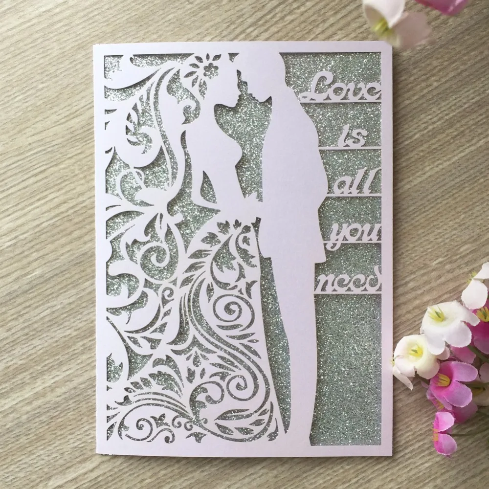 50 шт./лот полый лазерный разрез простое и Элегантное Свадебное приглашение карты