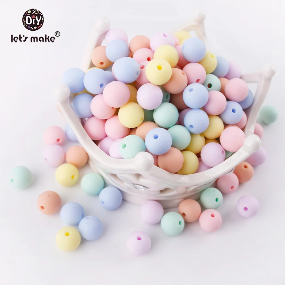 

Let's Make Silicone Beads Round Candy Yellow Color 100PC Baby Teether 12-15mm Accessories Infant DIY Nursing Bracelet Kids Beads