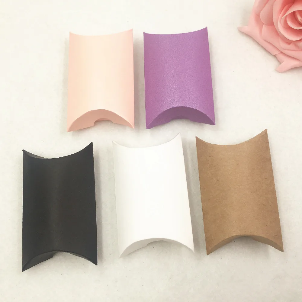 50 шт. 8x5 5x2 см подарочные коробки из крафт бумаги коробка для подушек упаковка