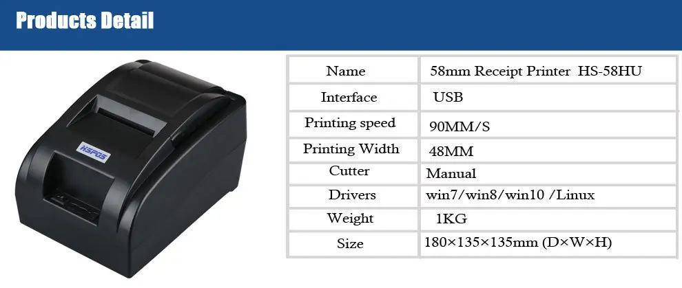 Cheap POS58 thermal printer 2inch usb small receipt printer support windows10 no need ribbon impressora for resale POS system