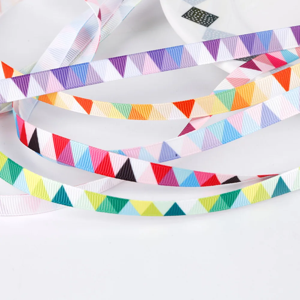 10 мм Ручная работа многоцветный геометрический узор Grosgrain лента Свадьба