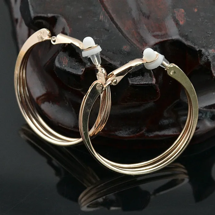 rose gold clip 4cm Серьги-клипсы с большими кругами для женщин, женские модные ювелирные изделия, брендовые, розовое золото, серебро, круглые, без отверстия для ушей, без пирсинга, для молодых девушек - Окраска металла: rose gold clip 4cm