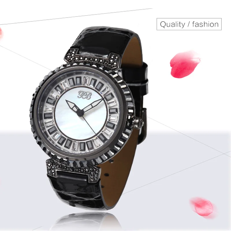 Princess Butterfly clock Бренд Красочные Кристалл Жемчужный Циферблат Женские Часы Водонепроницаемый Кожаный Ремешок Кварц Повседневная