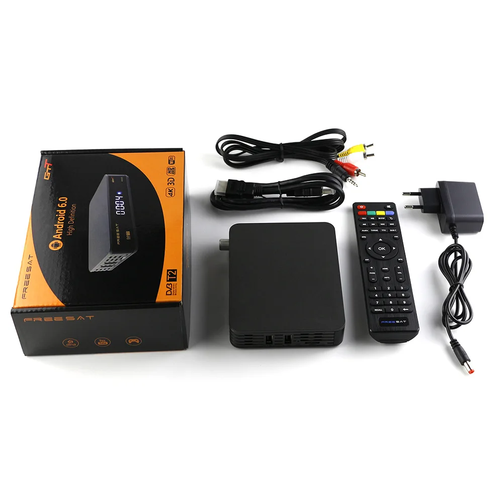 Для Android 6 0 4 К ТВ коробка GTT DVB T2 C кабель Smart 1 ГБ/8 ГБ Встроенная память H.265 2.4g WiFi HD