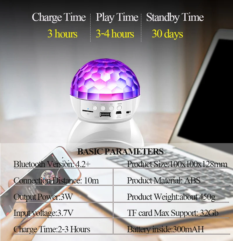 Bluetooth динамик светодиодный портативный беспроводной мини звуковая система 3D