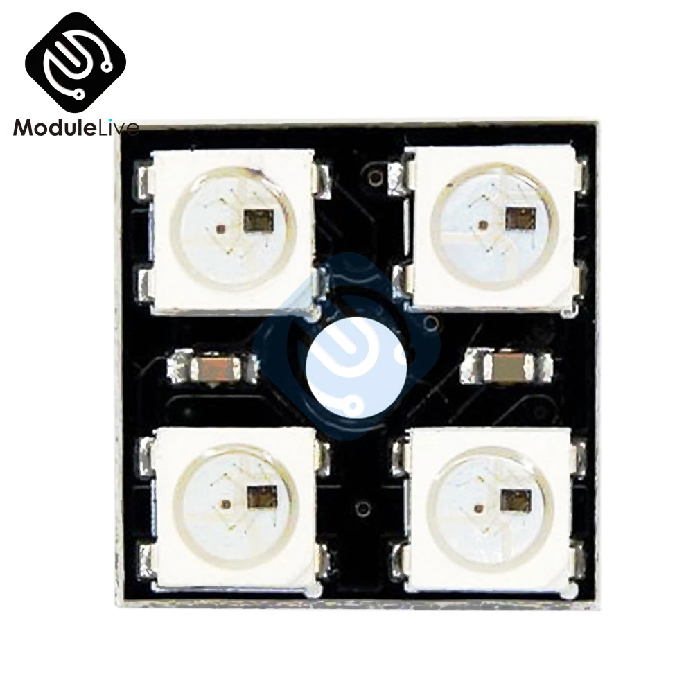 WS2812B 2*2 4 бит полноцветный 5050 RGB светодиодный лампа панель светильник Suqare плата для