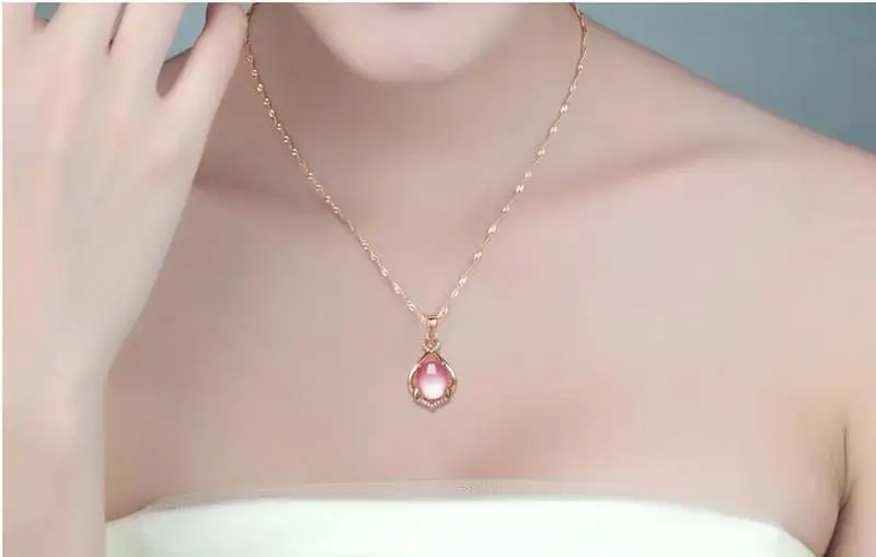 

LUKENI Charm Silver 925 Girl Clavicle Necklace Jewelry New Top Zircon Pink Pendant Necklaces For Women Engagement Party Bijou