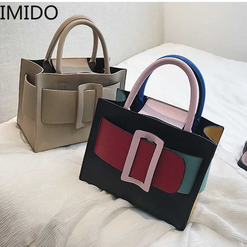 IMIDO сумка тоут контрастного цвета женская 2019 роскошная брендовая дизайнерская