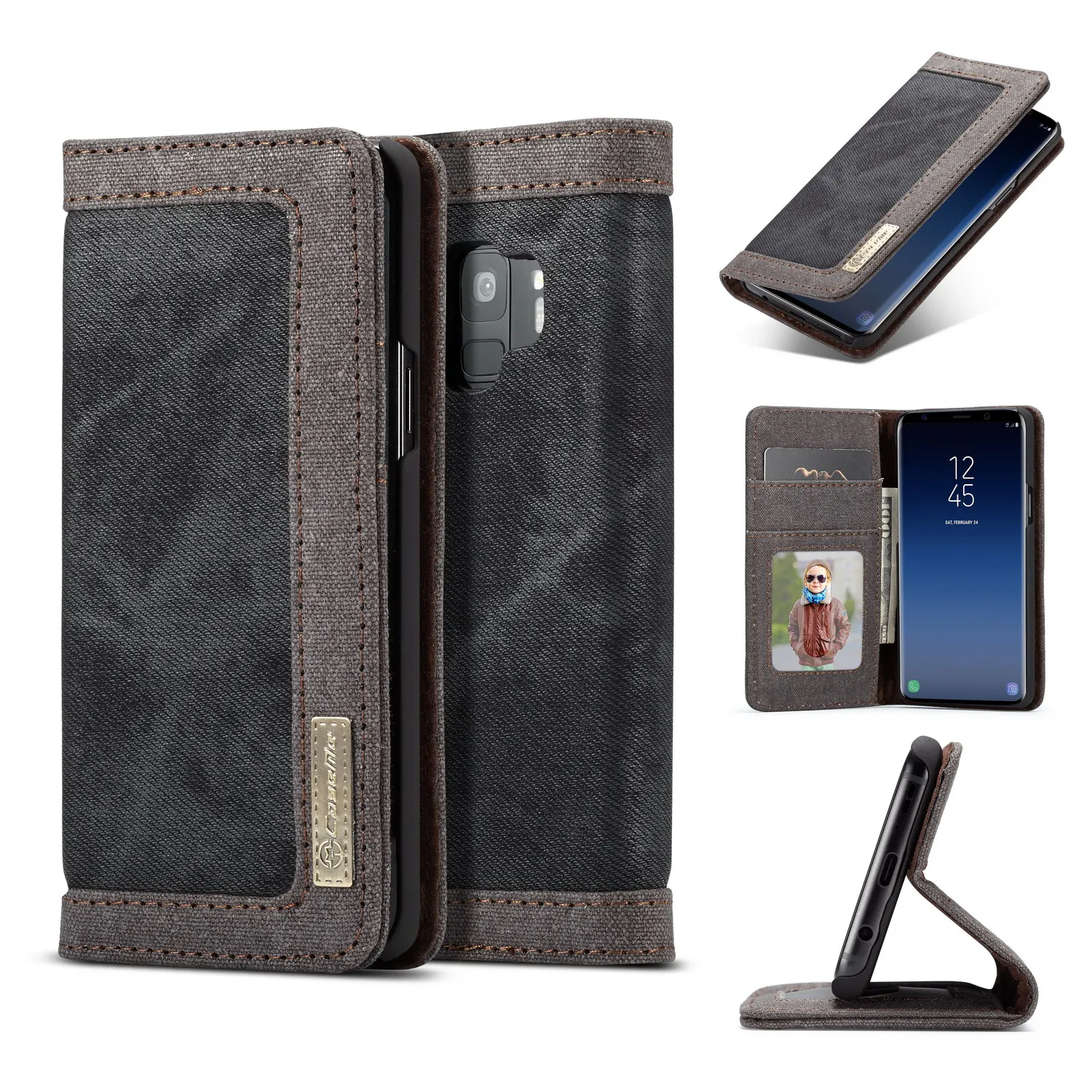 CASEME Чехлы для Galaxy S9 плюс G965 холст кожи Роскошный кошелек чехол samsung + S 9 s9 Обложка