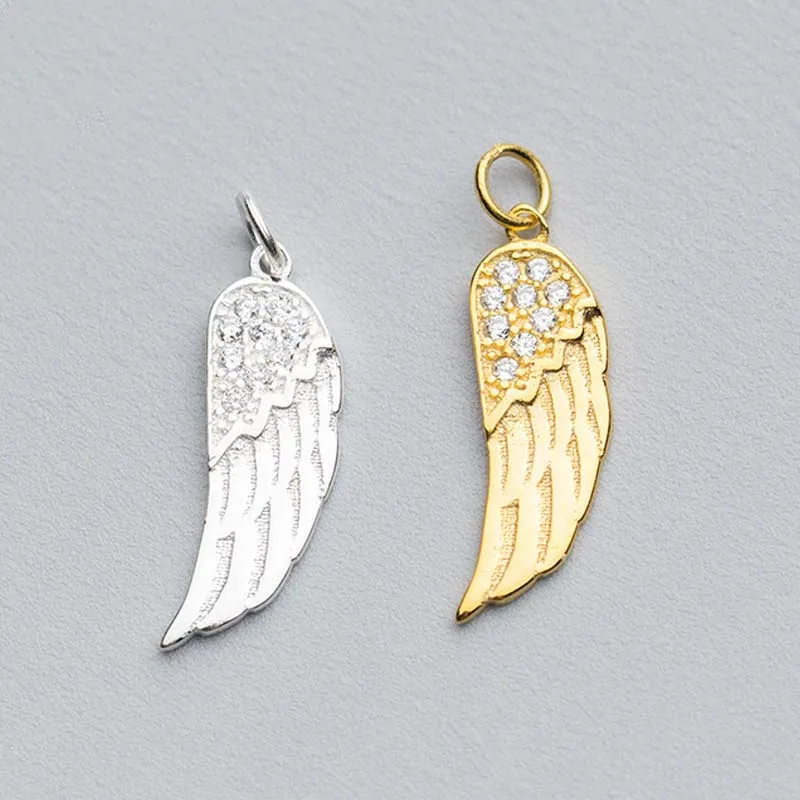 Подвеска в виде крыльев Ангела из стерлингового серебра 925 пробы с цирконием