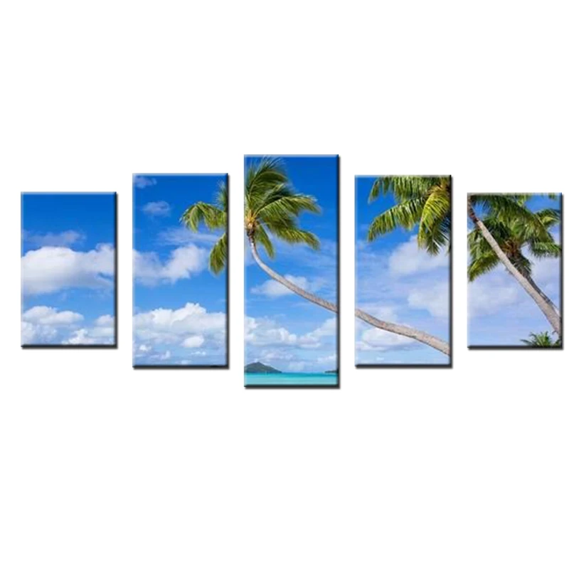 Beautiful Poster Picture Coconut Palm Sunshine Beach Spray Painting on Fabric Cloth High Definition Canvas Printings for Bedroom | Дом и сад