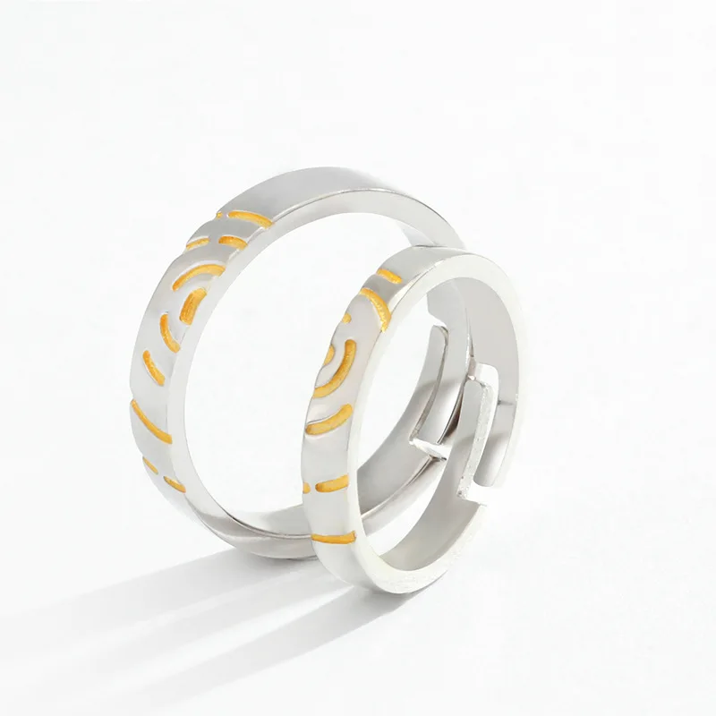 Серебряные Оригинальные волнистые парные кольца серебряного цвета простые