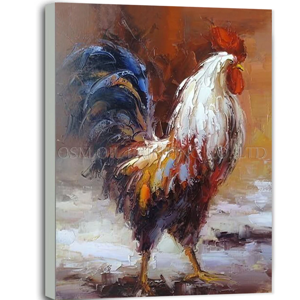 Искусный художник ручная работа петух картина маслом на холсте роспись