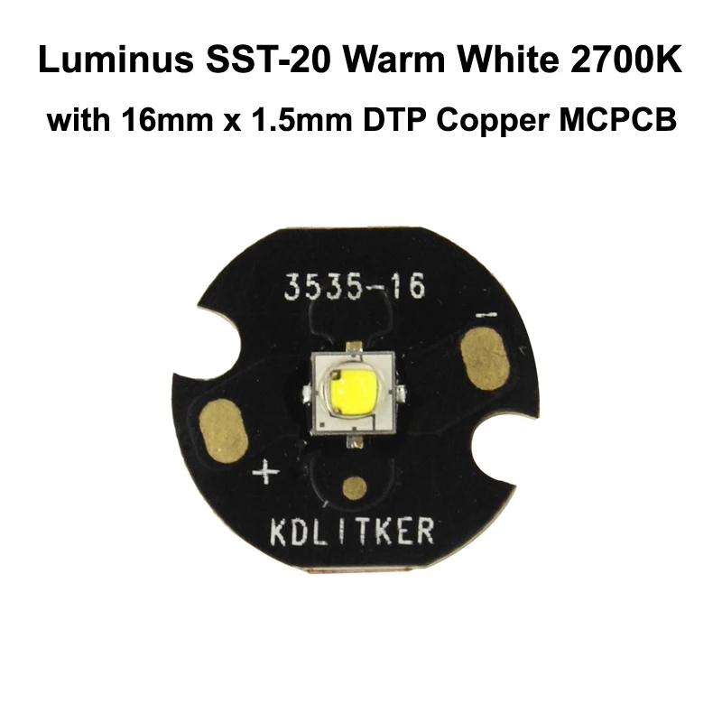 Luminus SST 20 J3 JA3 теплый белый 2700K CRI95 светодиодный излучатель с KDLITKER DTP Copper MCPCB (1