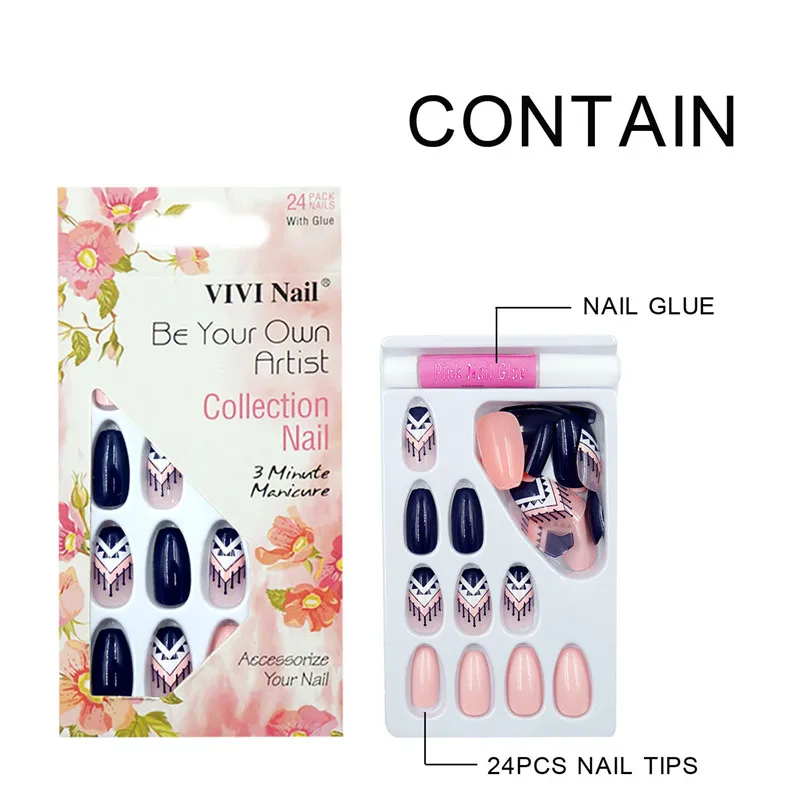 24 шт. глянцевые акриловые накладные ногти для балерин|press on nails|press onfake tips |