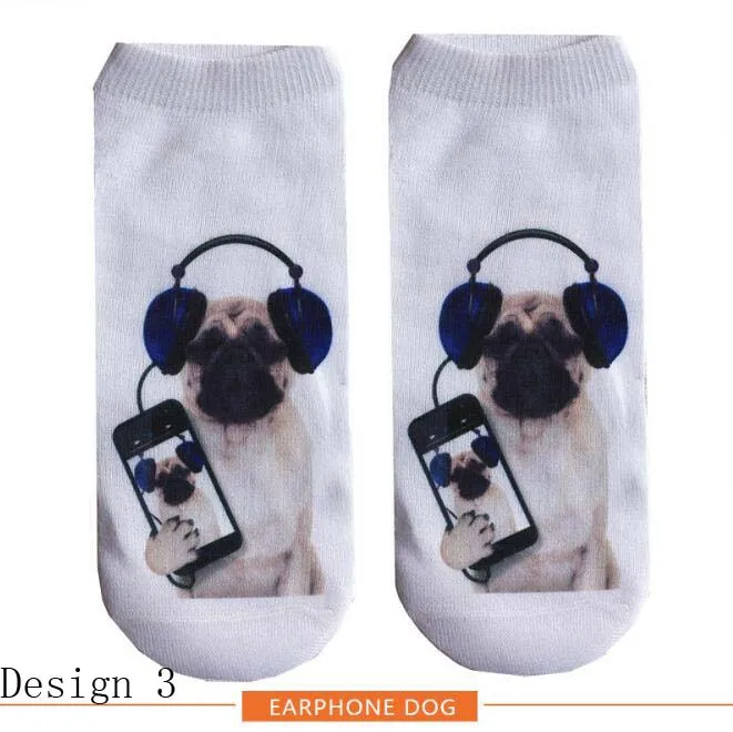 Носки по щиколотку с 3D принтом милой собаки милые эластичные короткие носки для