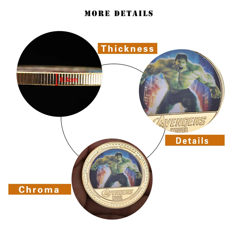 Памятная монета мстители Капитан Америка Железный человек Тор Халк война вызов