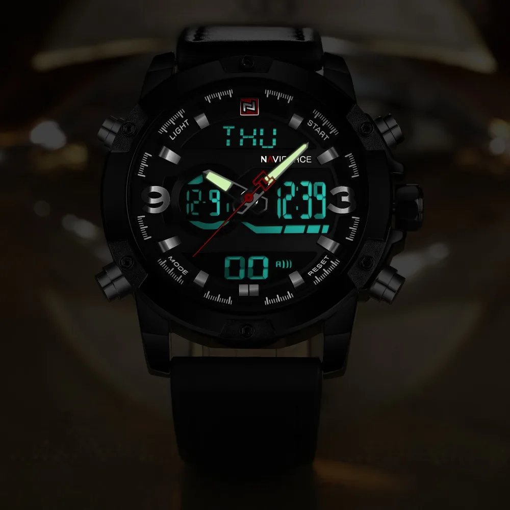NAVIFORCE мужские спортивные часы Топ люксовый бренд кварцевые цифровые часы кожаный ремешок водонепроницаемые Модные Военные аналоговые Мужские часы