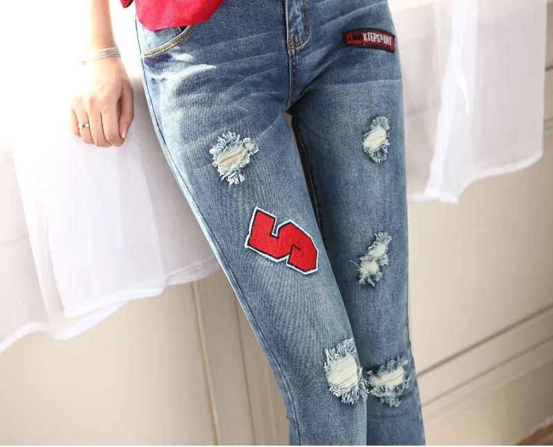 Лидер продаж модные женские/женские хлопковые рваные джинсовые брюки в стиле