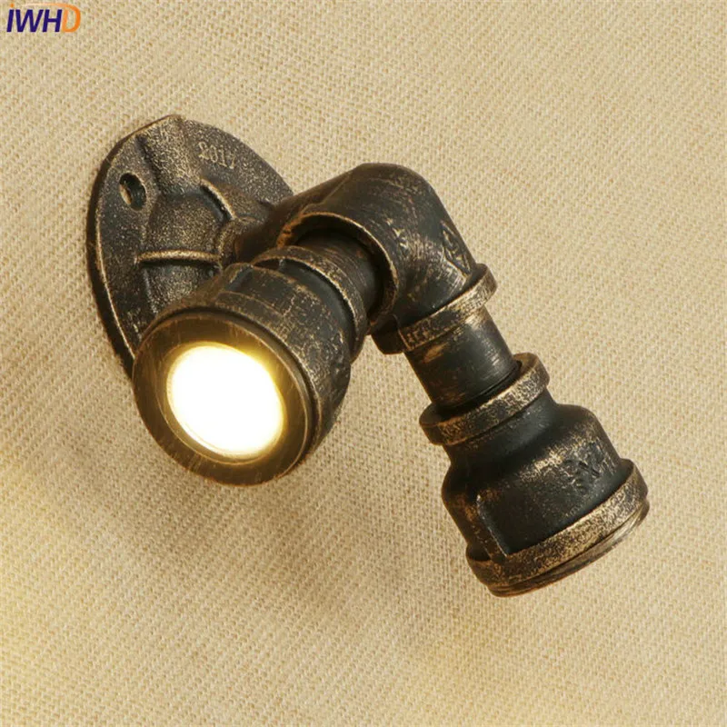 Американский Лофт железная водопроводная лампа LED Бра с двойной головкой