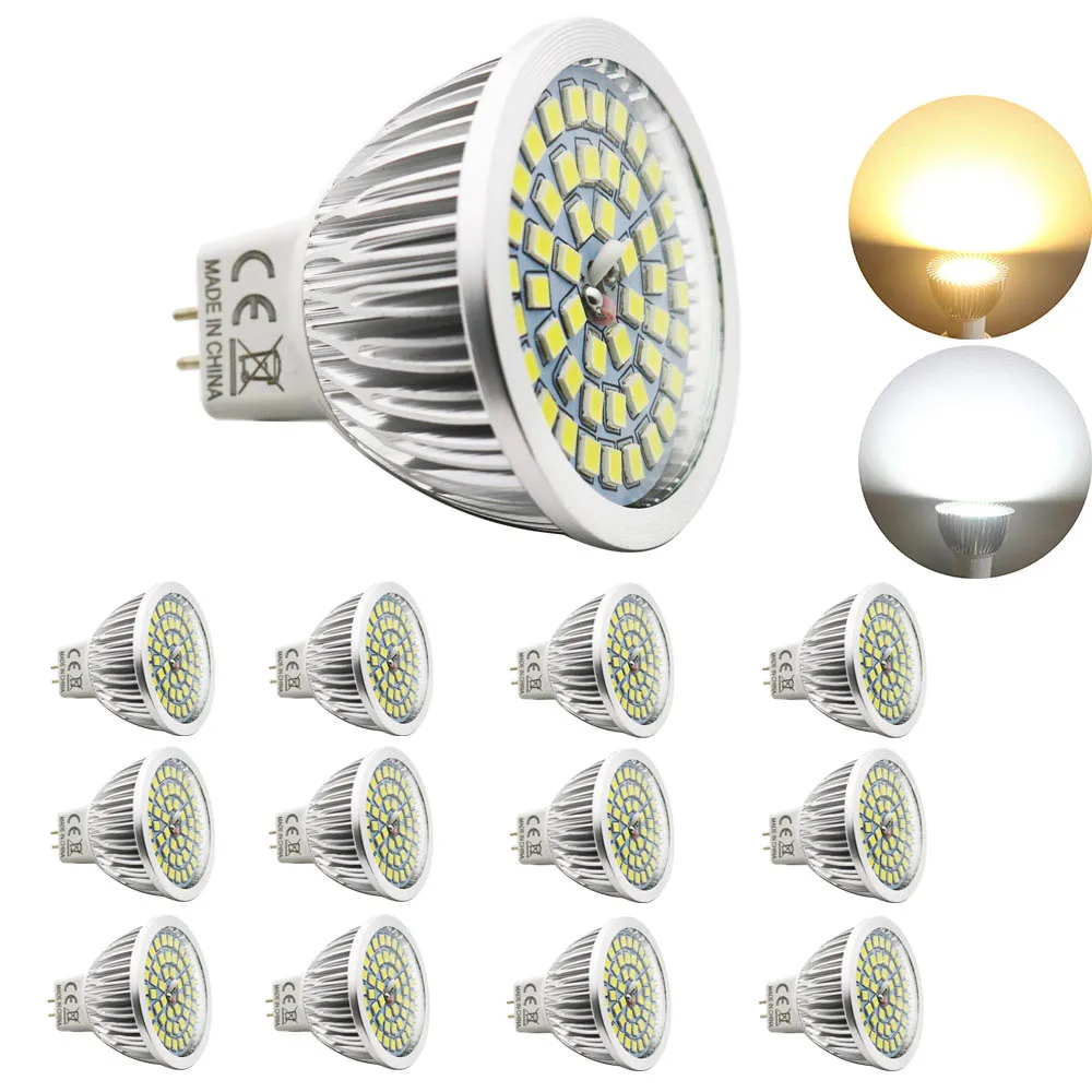 12 шт./лот Светодиодная лампа AC/DC12V MR16 48 светодиодов SMD 2835 для внутреннего домашнего