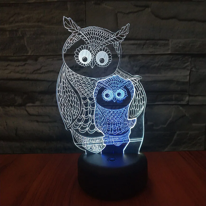 Animal Owl Night Lamp 3d Light Fixture Room Decoration Multicolor Bedside Lamp Baby Luminary Neon Children's Led Night Light Owl