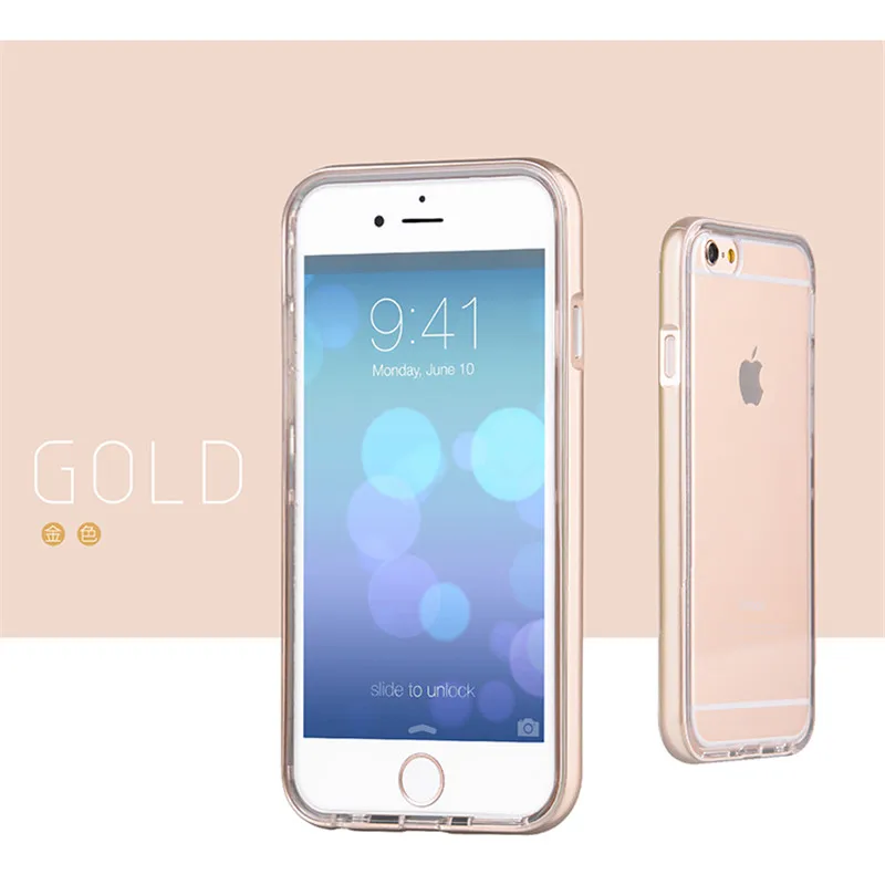Для Apple iPhone 6 6s plus 2 в 1 вызов вспышка Прозрачный чехол для 5 5S SE TPU кожа задняя крышка