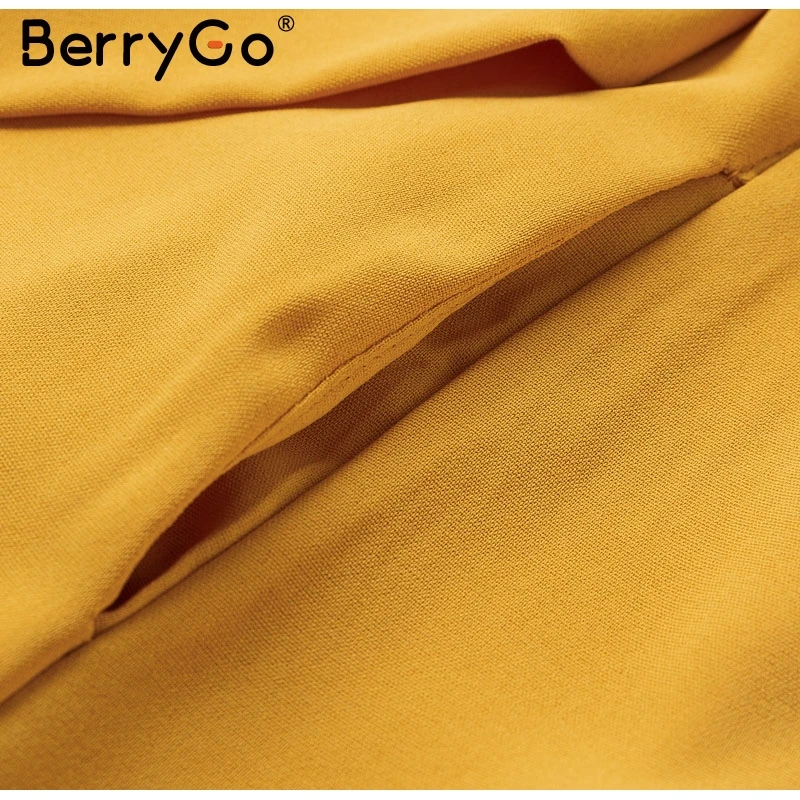 BerryGo повседневное Полосатое женское платье на пуговицах, винтажное летнее платье миди с v-образным вырезом и поясом, женская желтая одежда для отпуска, пляжные платья vestidos