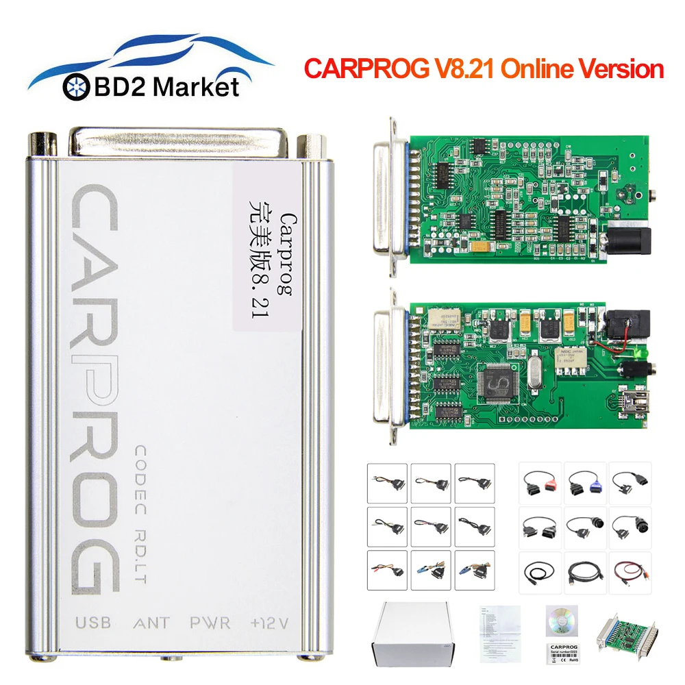 CarProg V8.21 Online Version Full Set ECU Chip Tunning Tool Carprog V10.93 Car Repair 21 Adapters Airbag Reset Programmer | Автомобили и