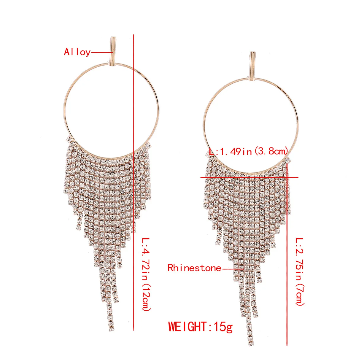 Meidi серьги со стразами с кисточкой большие золотые свадебные для невесты камнями