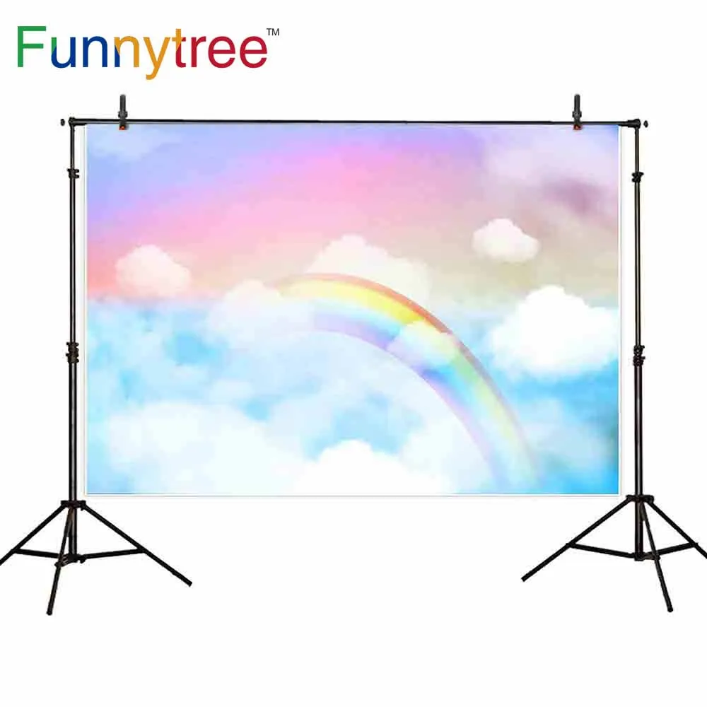 Фон Funnytree для студийной фотосъемки акварель радуга небо облако детский душ