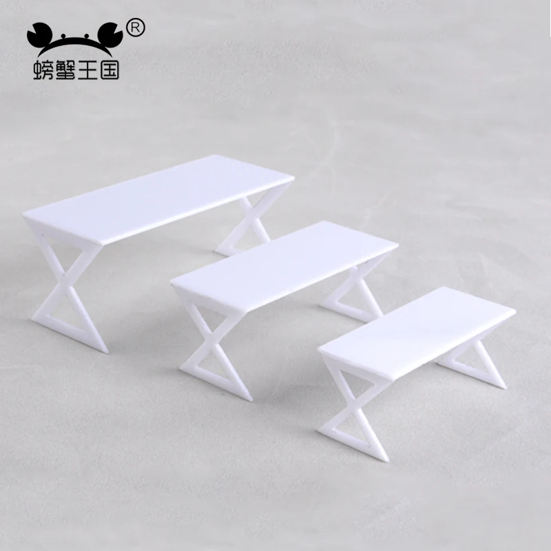 5pcs 1:20 1:25 1:30 Dollhouse Miniature Furniture plastic White Dining Table Chair Model Desk interior accessories office desk | Игрушки и