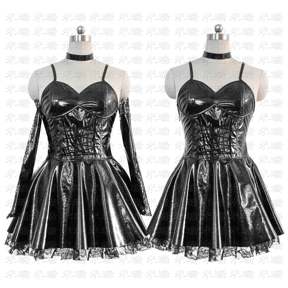 

Amazing Anime death Note Misa Amane Imitation Leather Dress Halloween Party Cosplay Uniform costumes