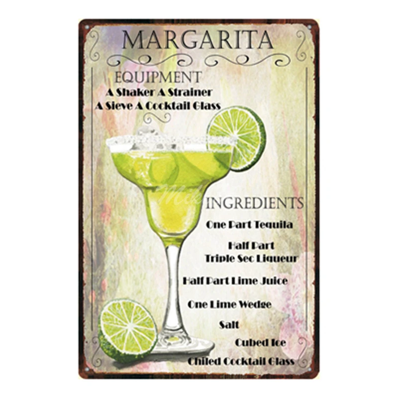 [Mike86] Margarita Cocktail Lounge металлическая тарелка Гавайские настенные плакаты винтажная