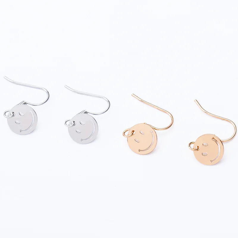 Серьги-подвески с улыбающимся лицом золотые и серебряные серьги-подвески