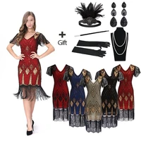 custom size plus size womens 1920s dress sequin art deco flapper dress with sleeve with gift headband accessories drop shipping