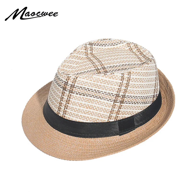 

Унисекс Женская Мужская дышащая шляпа от солнца, модная летняя повседневная модная пляжная Соломенная Панама джазовая шляпа, ковбойская шляпа, шляпа с гангстером