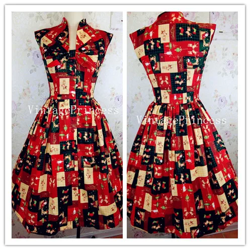 Летние женские Ретро стиль 50-х с рождественским принтом бантом качели Миди