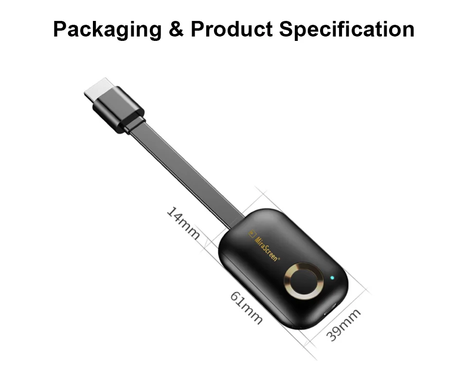 Mirascreen G9 Интеллектуальный Wifi Дисплей донгл приемник 2,4G/5,8G 1080P HDMI ТВ-Палка Поддержка зеркального отображения на ТВ для Android/iPhone