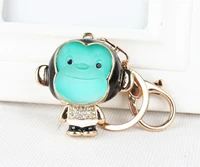 lovely monkey charm pendant crystal rhinestone purse bag key ring chain creative birthday favorite gift