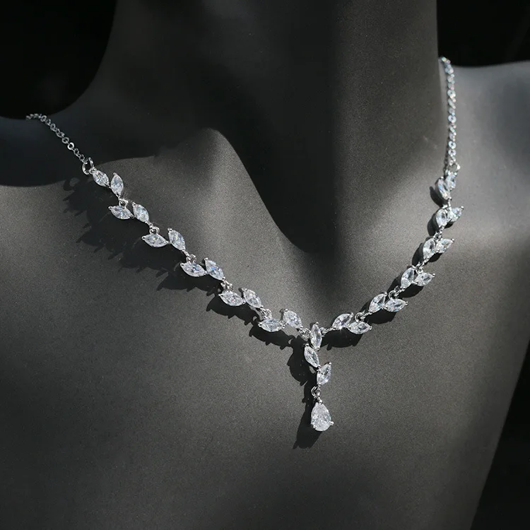 Набор ювелирных изделий SLBRIDAL из медного сплава свадебные с кубическим цирконом