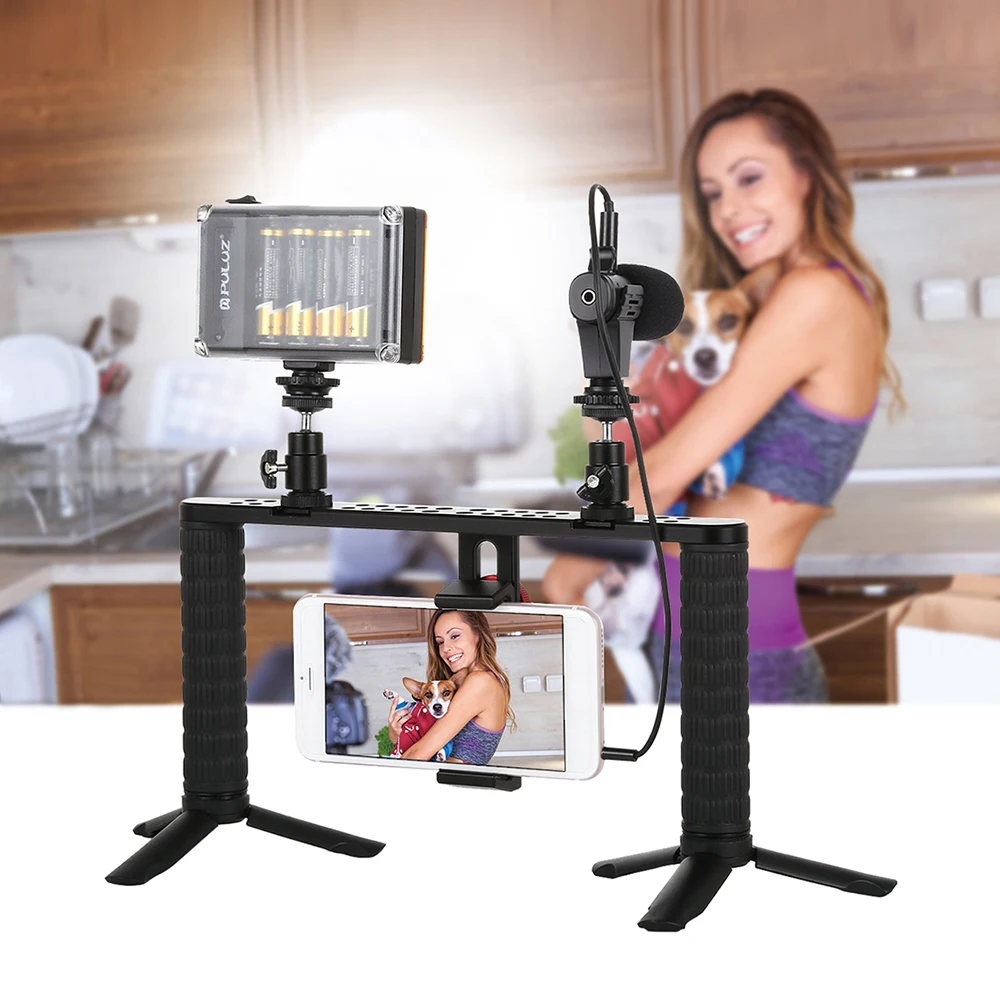 Photography Suit Live Broadcast Kits Mobile Set Aluminum Rabbit Cage with Microphone Mini Tripod | Электроника