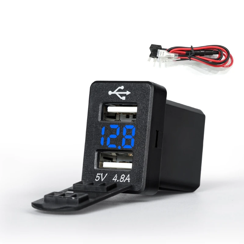 2019 12V для автомобиля с двумя портами USB Зарядное устройство светодиодный